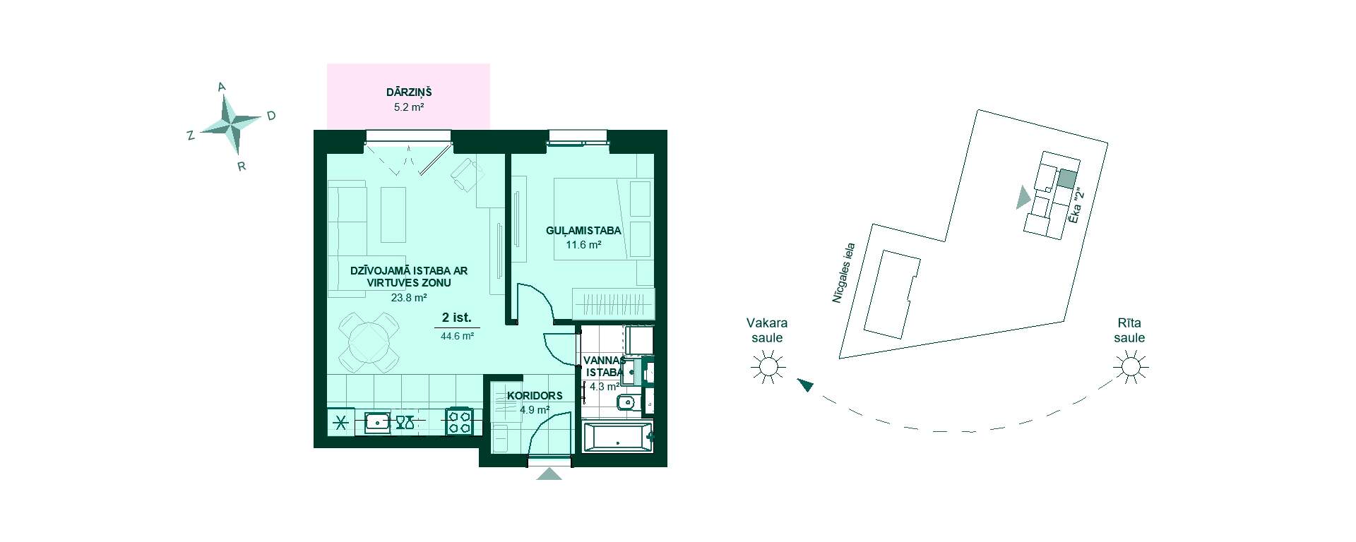Dzīvokļa plāns "Bonava Latvija" jaunajā projektā "Nīcgales mājas" Rīgā, Purvciemā, Nīcgales ielā 17A
